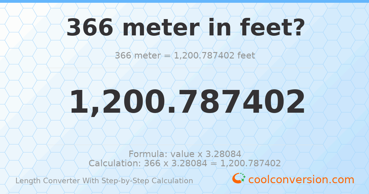 366 meters = 1200.79 feet