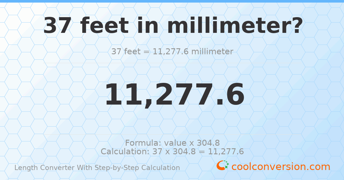 37 feet = 11277.6 millimeters