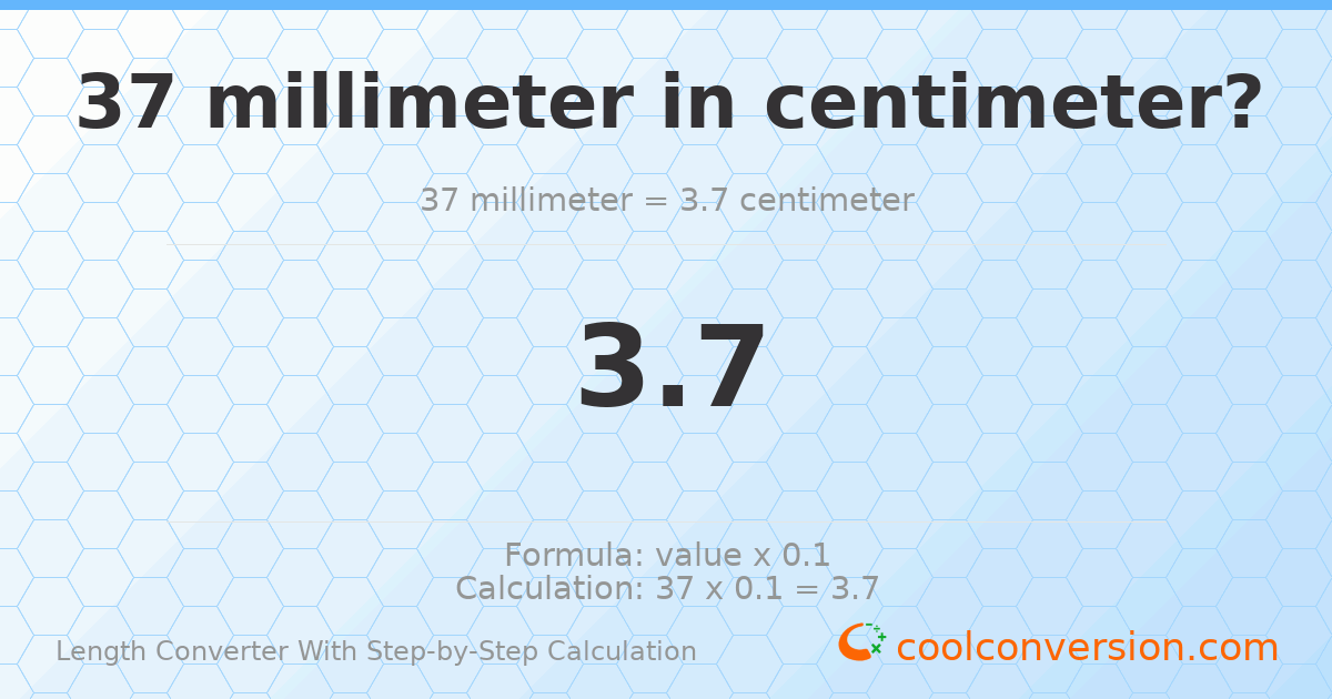 37 millimeters = 3.7 centimeters