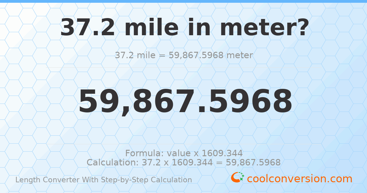 37.2 miles = 59867.6 meters