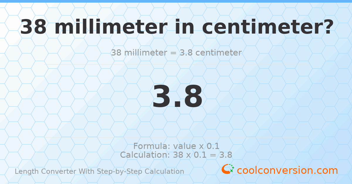 38 millimeters = 3.8 centimeters