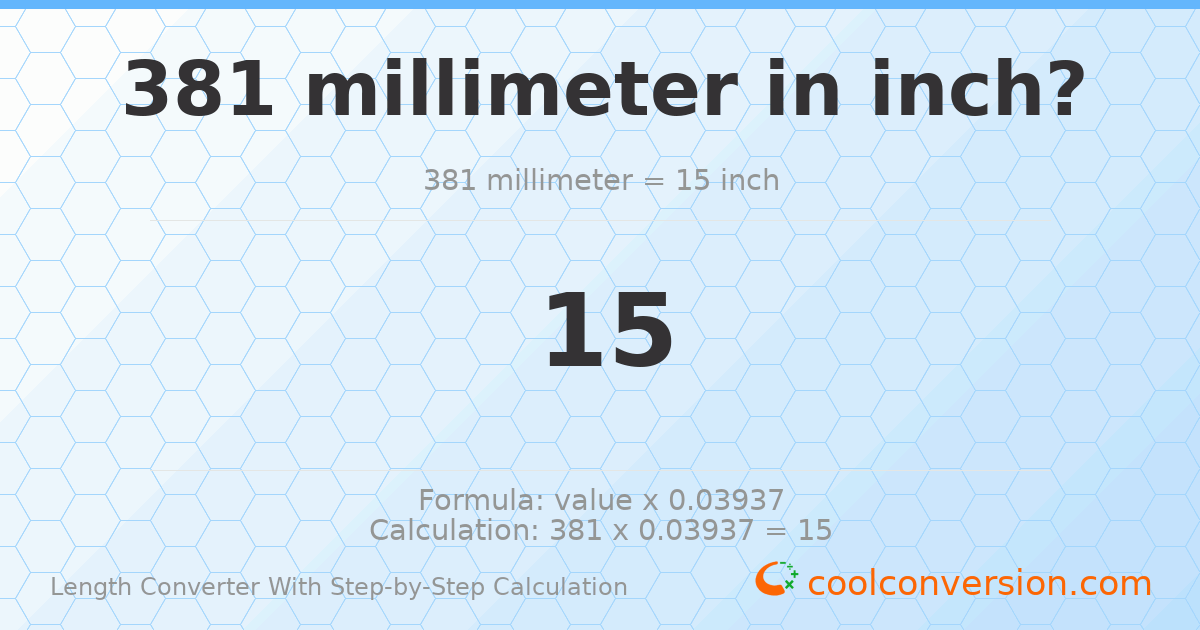 381 millimeters = 15 inches