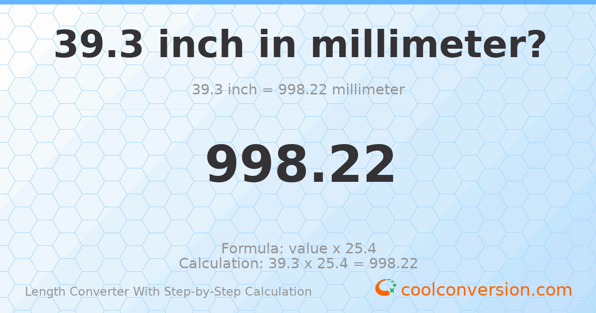 39.3 inches = 998.22 millimeters