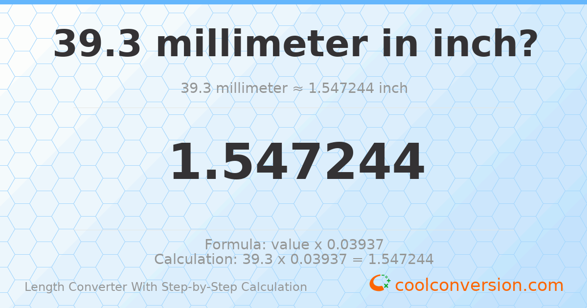 39.3 millimeters = 1.54724 inches