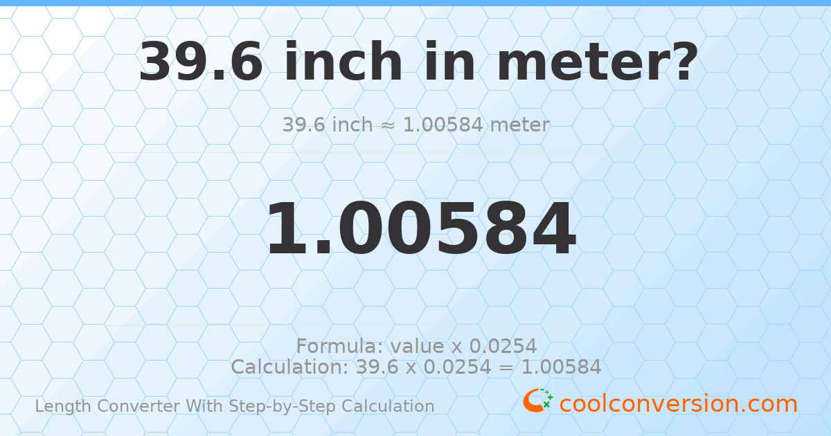 39.6 inches = 1.00584 meters