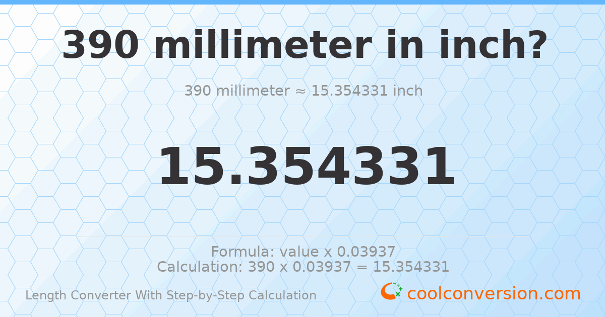 390 millimeters = 15.3543 inches