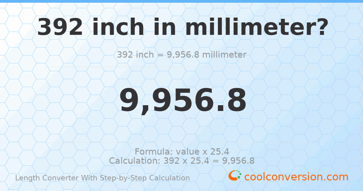 392 inches = 9956.8 millimeters
