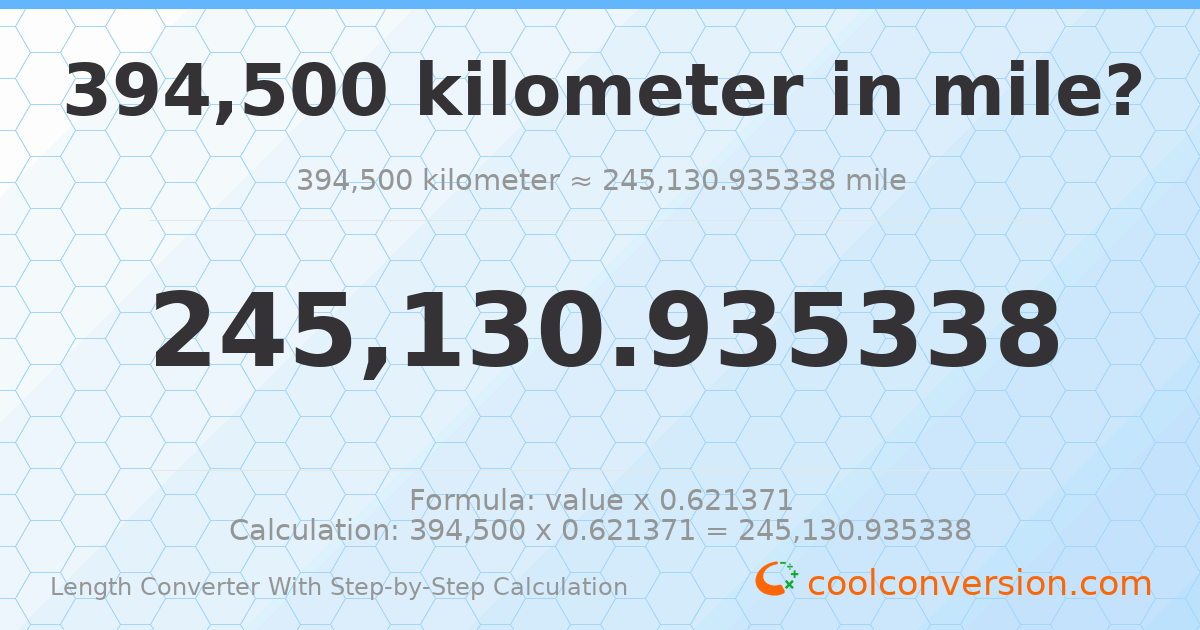 394500 kilometers = 245131 miles