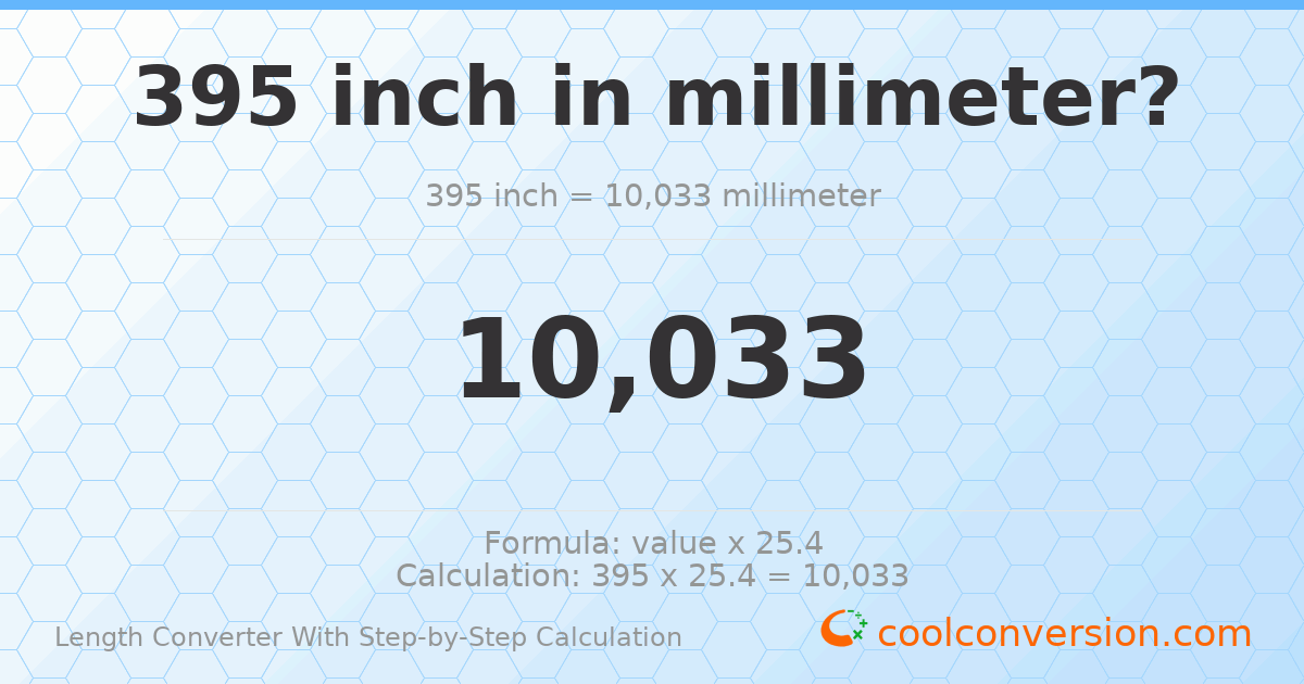 395 inches = 10033 millimeters