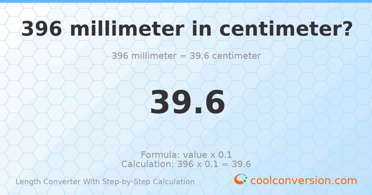 396 millimeters = 39.6 centimeters