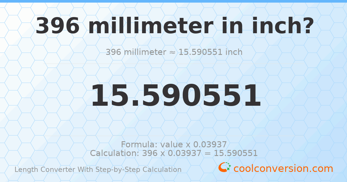396 millimeters = 15.5906 inches