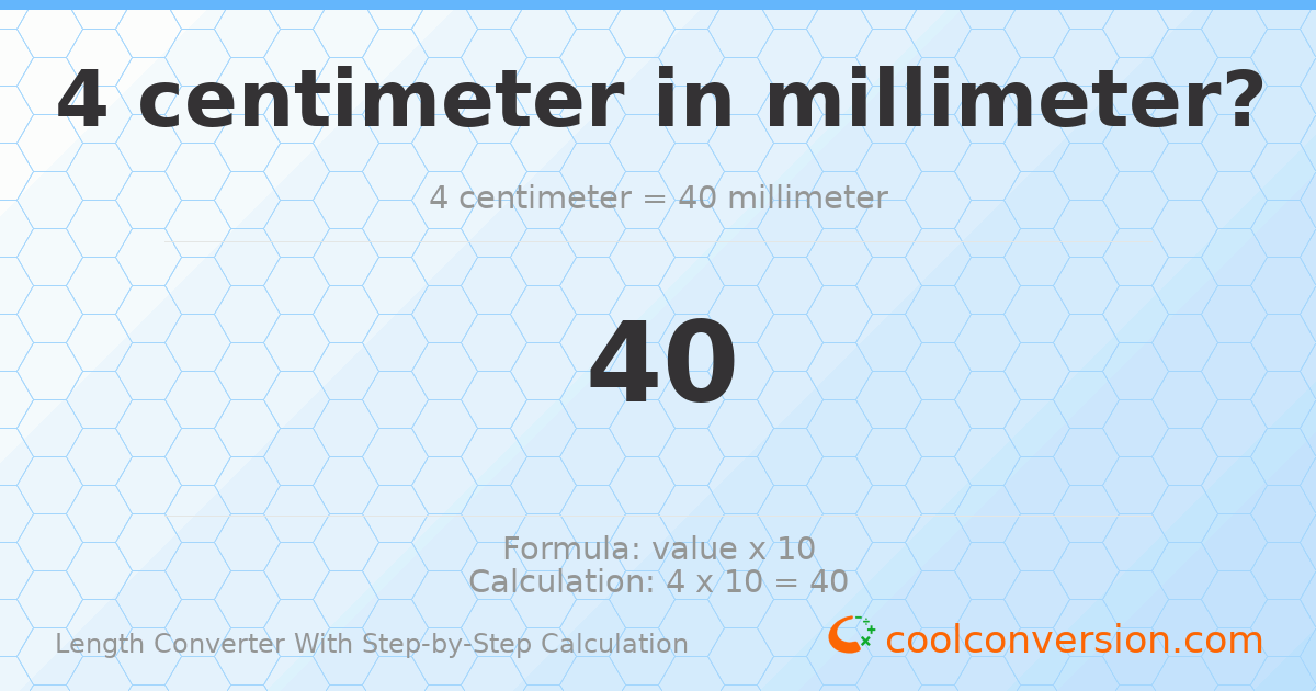 4 centimeters = 40 millimeters