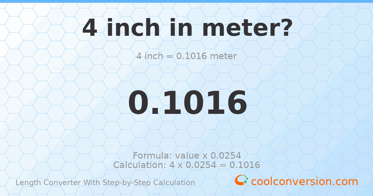4 inches = 0.1016 meters