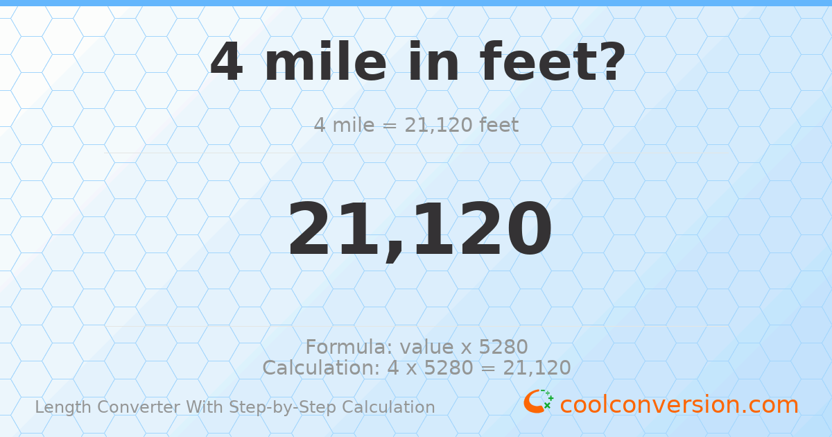 4 miles = 21120 feet