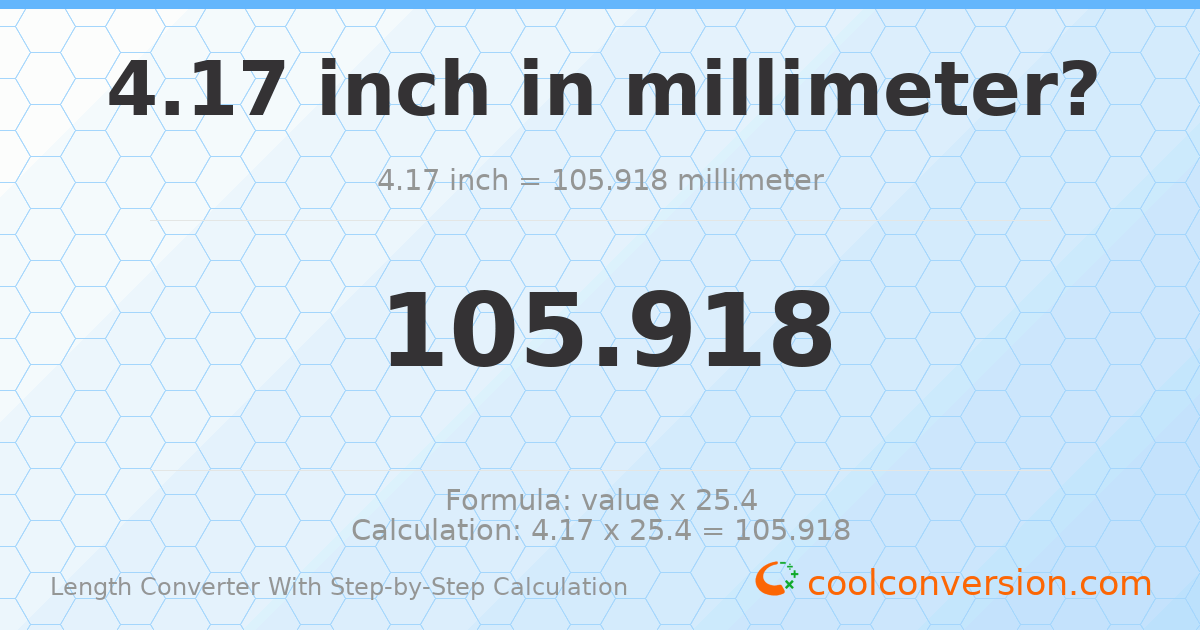 4.17 inches = 105.918 millimeters