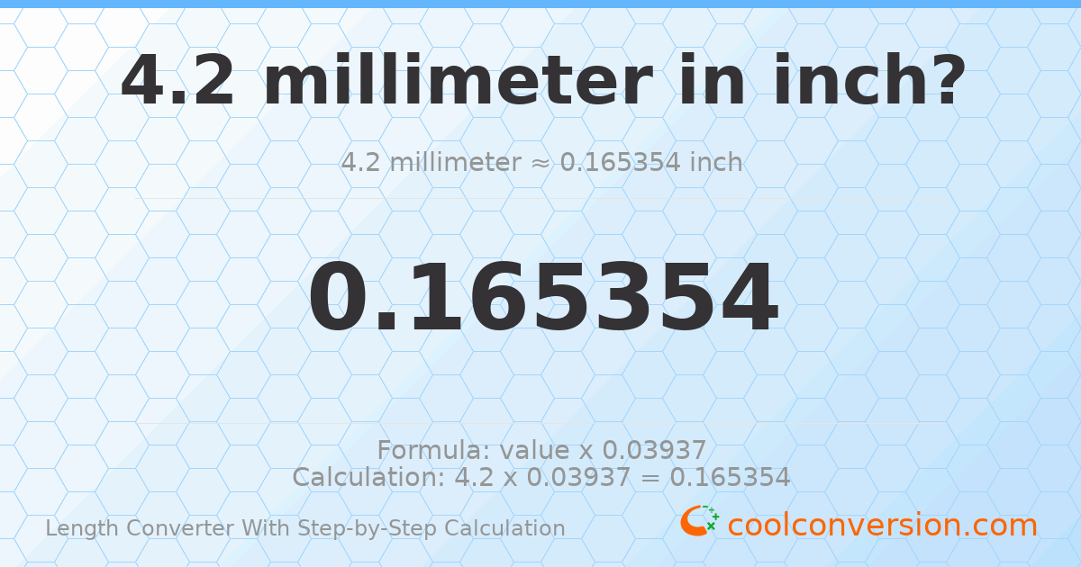 4.2 millimeters = 0.165354 inches