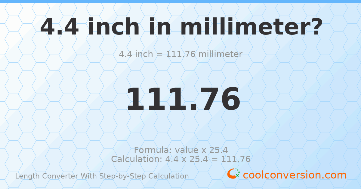 4.4 inches = 111.76 millimeters