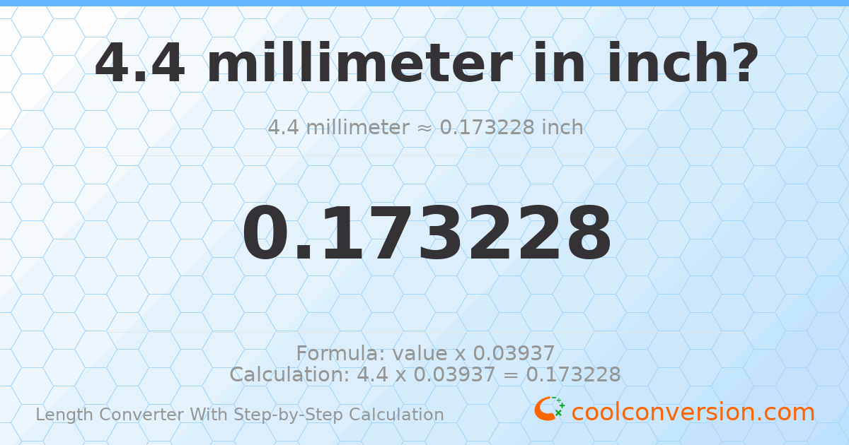 4.4 millimeters = 0.173228 inches