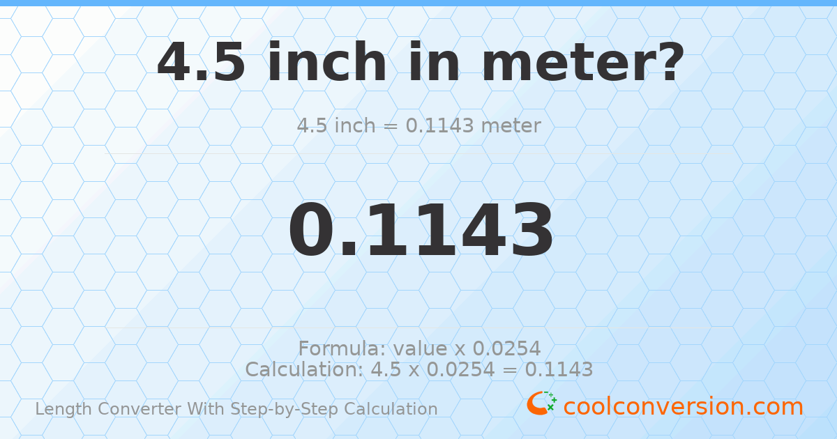 4.5 inches = 0.1143 meters