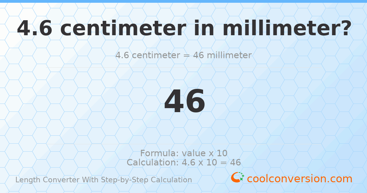 4.6 centimeters = 46 millimeters