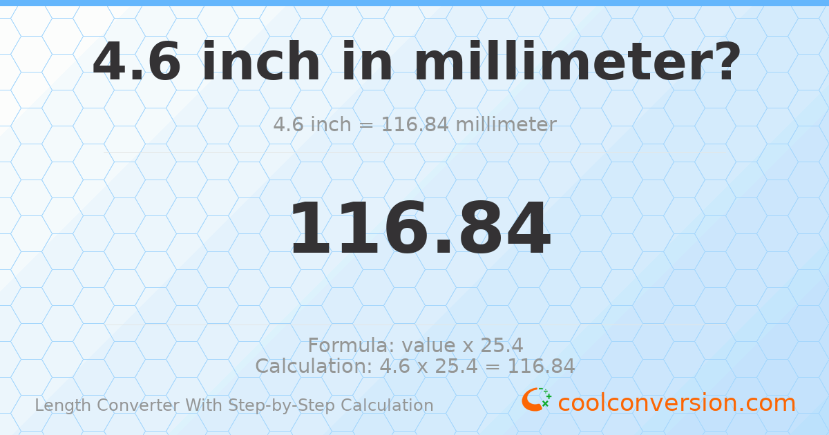 4.6 inches = 116.84 millimeters
