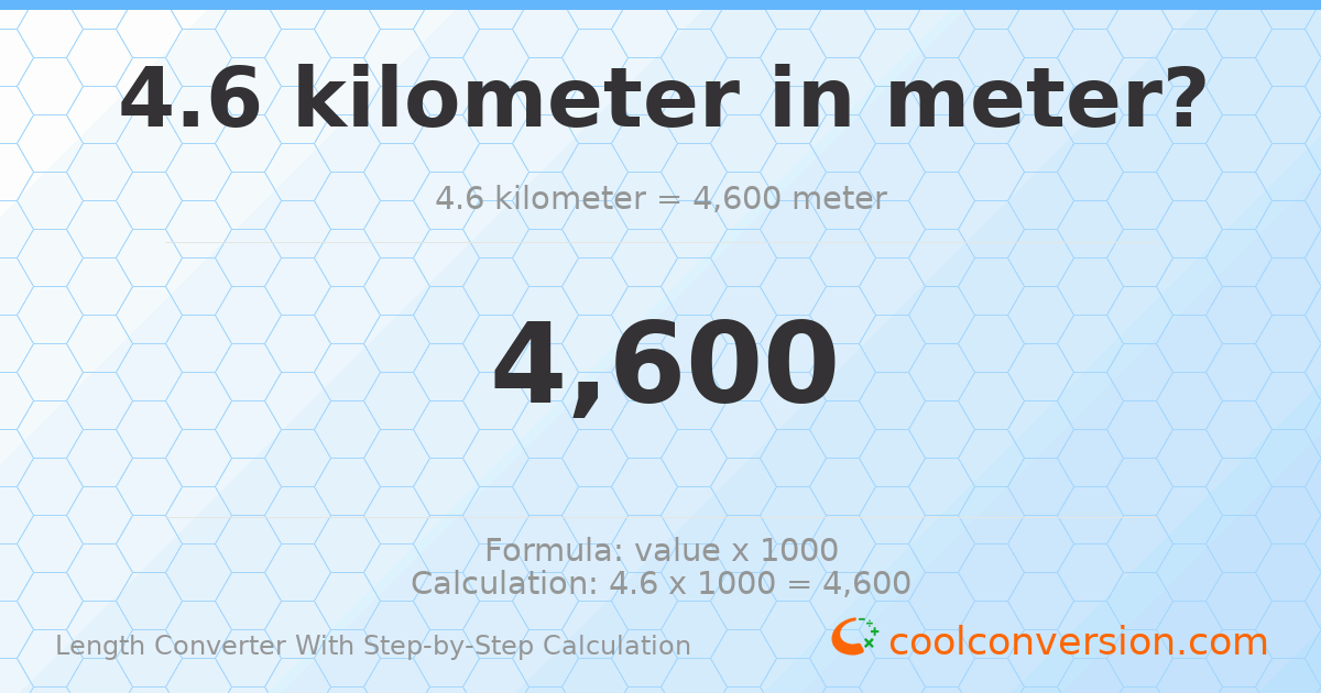 4.6 kilometers = 4600 meters