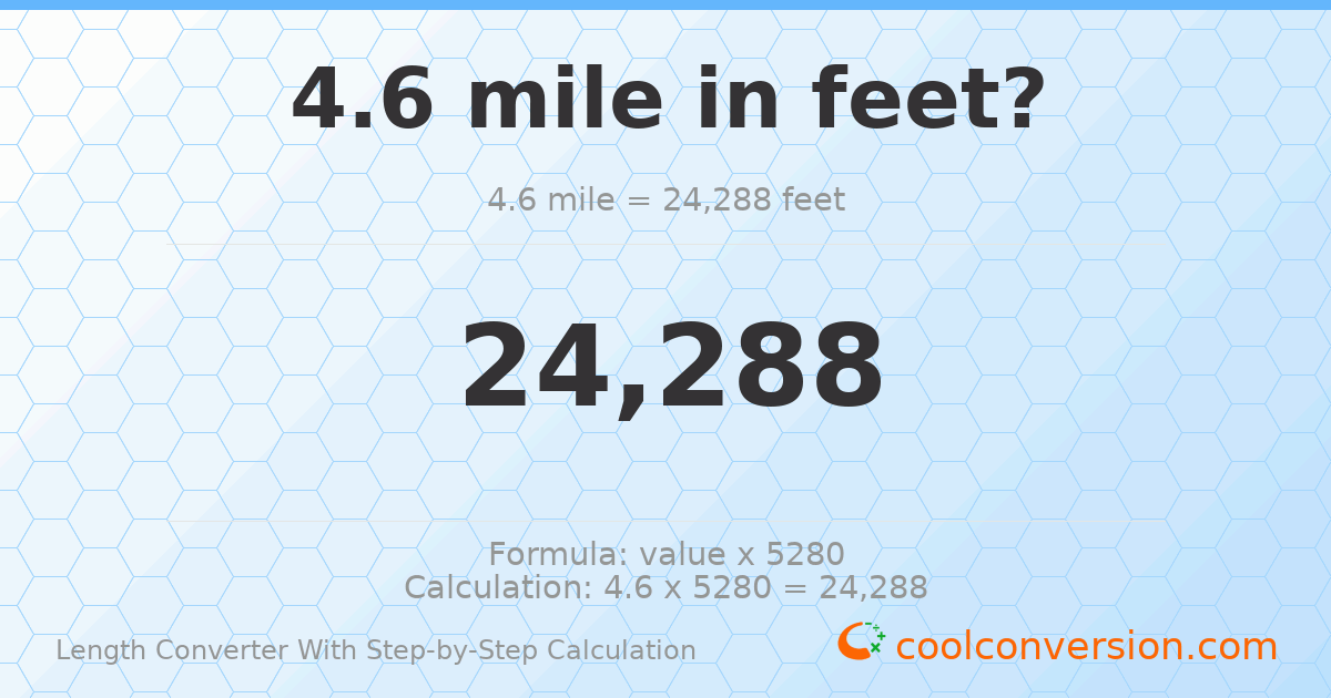 4.6 miles = 24288 feet