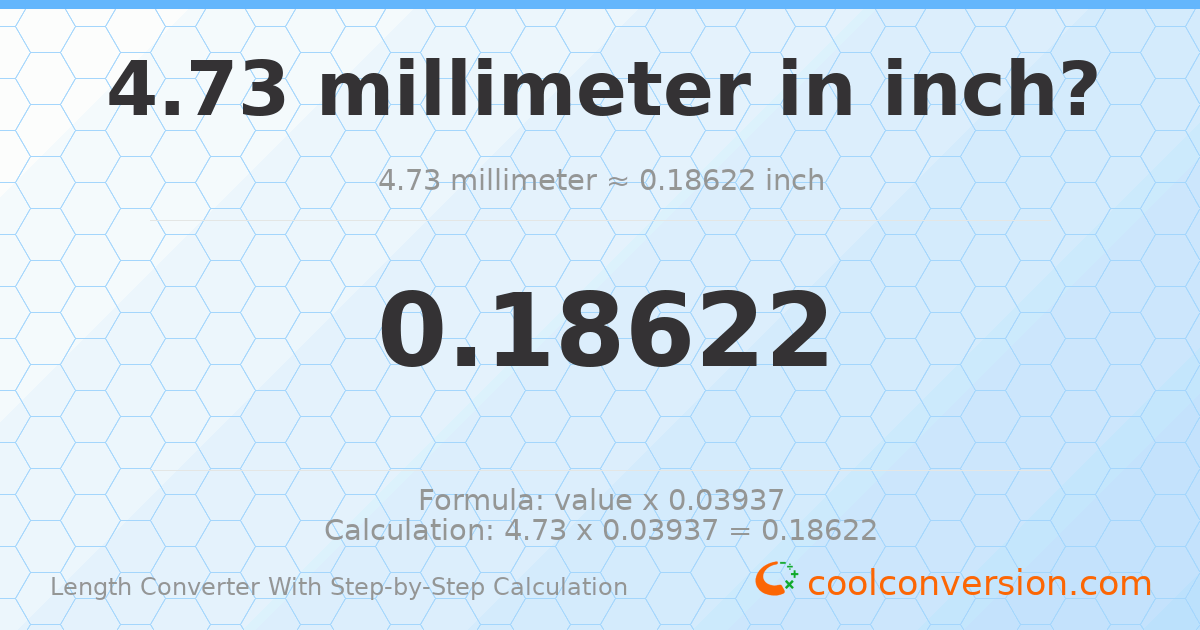 4.73 millimeters = 0.18622 inches