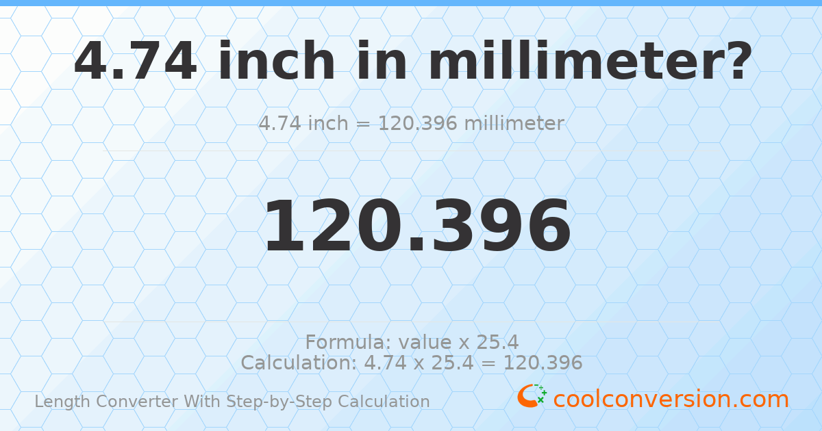 4.74 inches = 120.396 millimeters