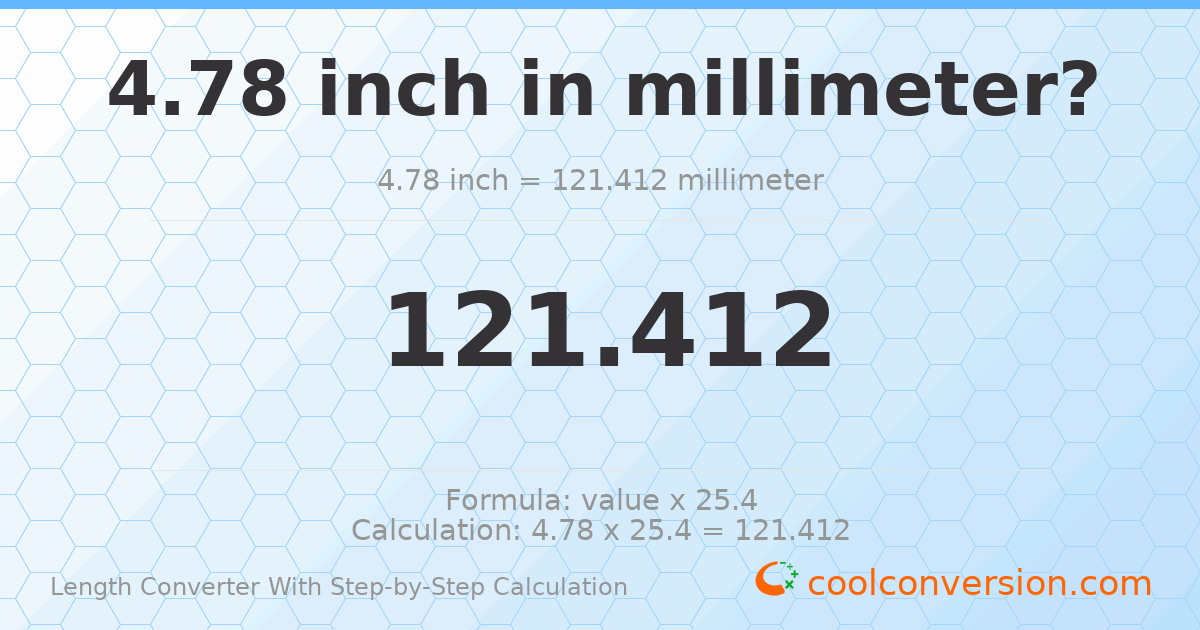 4.78 inches = 121.412 millimeters
