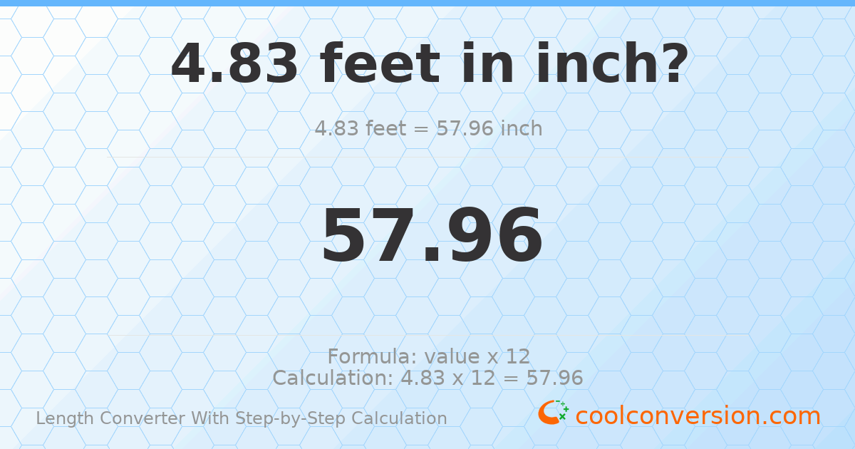 4.83 feet = 57.96 inches
