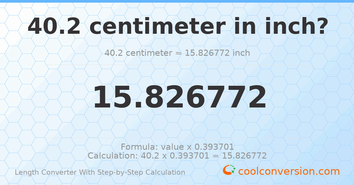 40.2 centimeters = 15.8268 inches