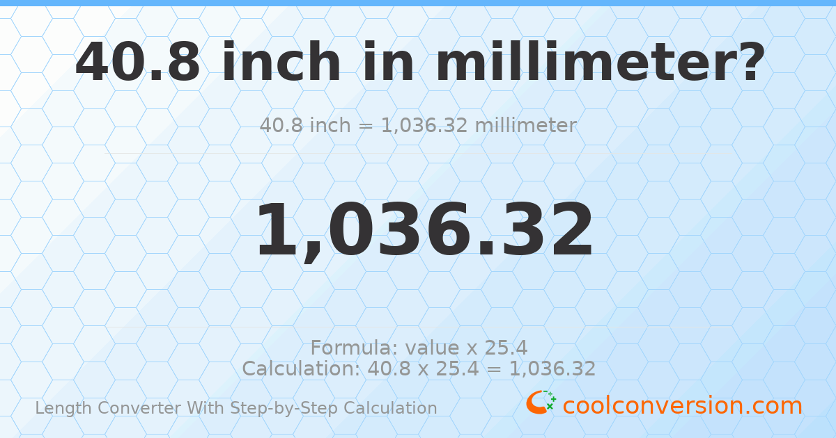 40.8 inches = 1036.32 millimeters