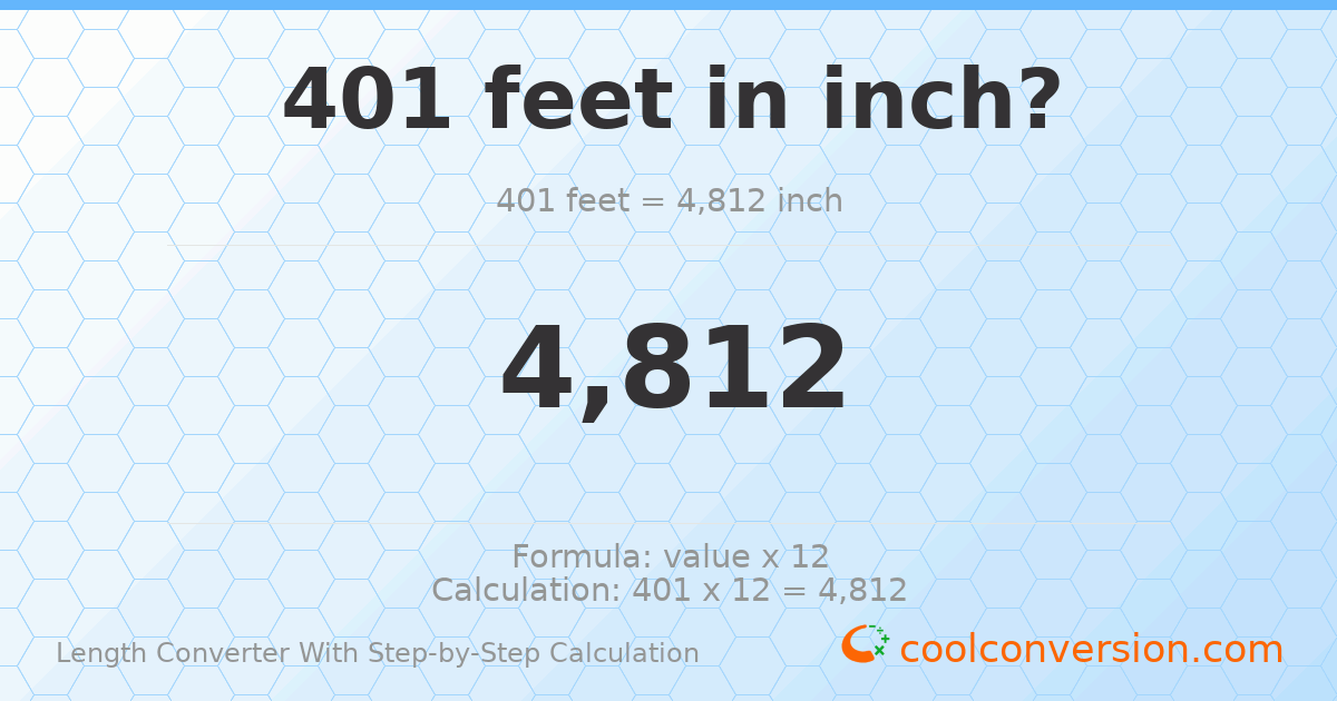 401 feet = 4812 inches