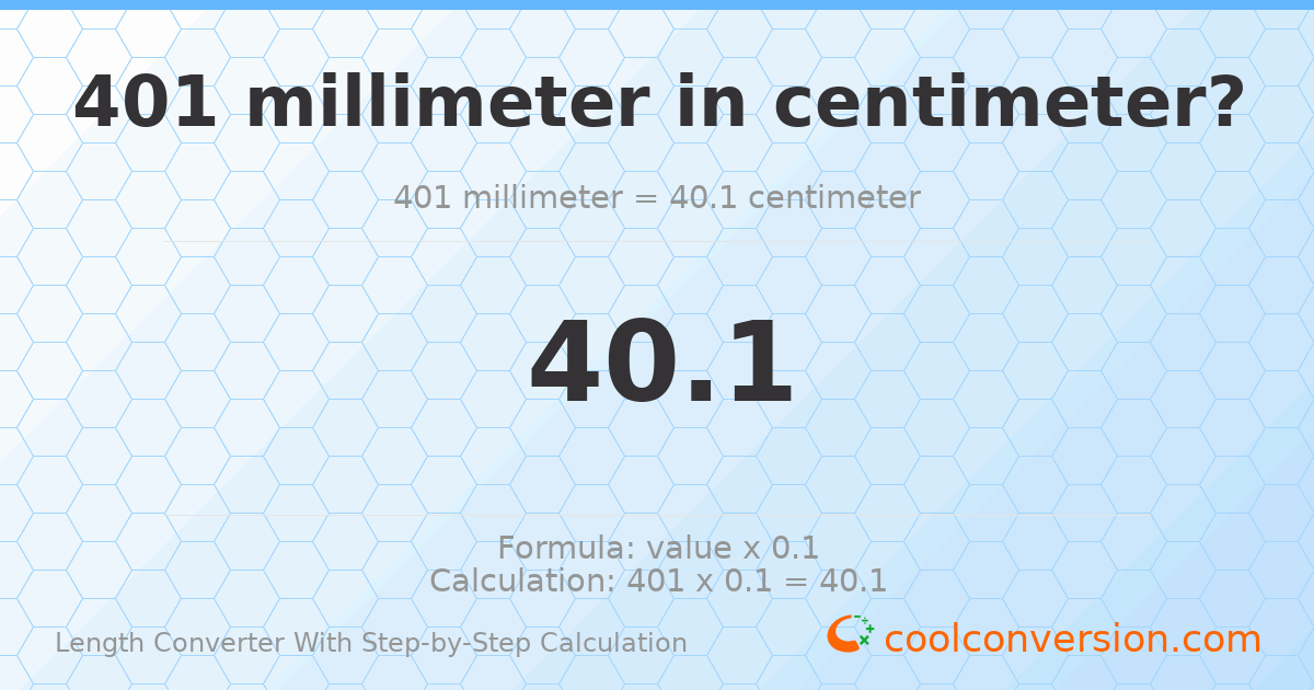 401 millimeters = 40.1 centimeters