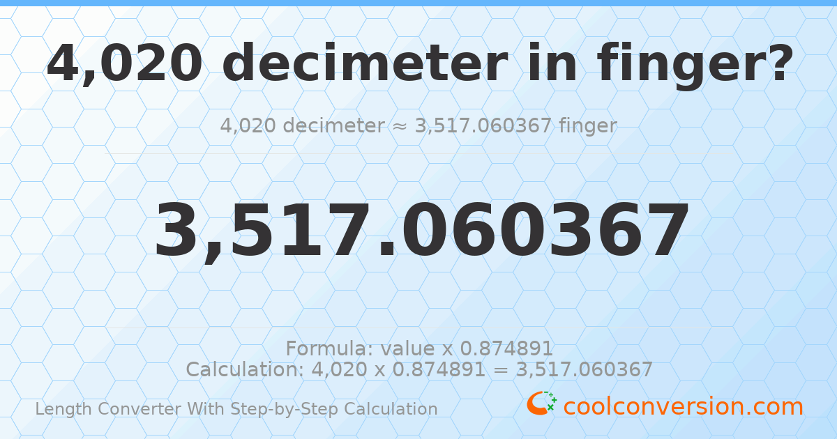 4020 decimeters = 3517.06 fingers
