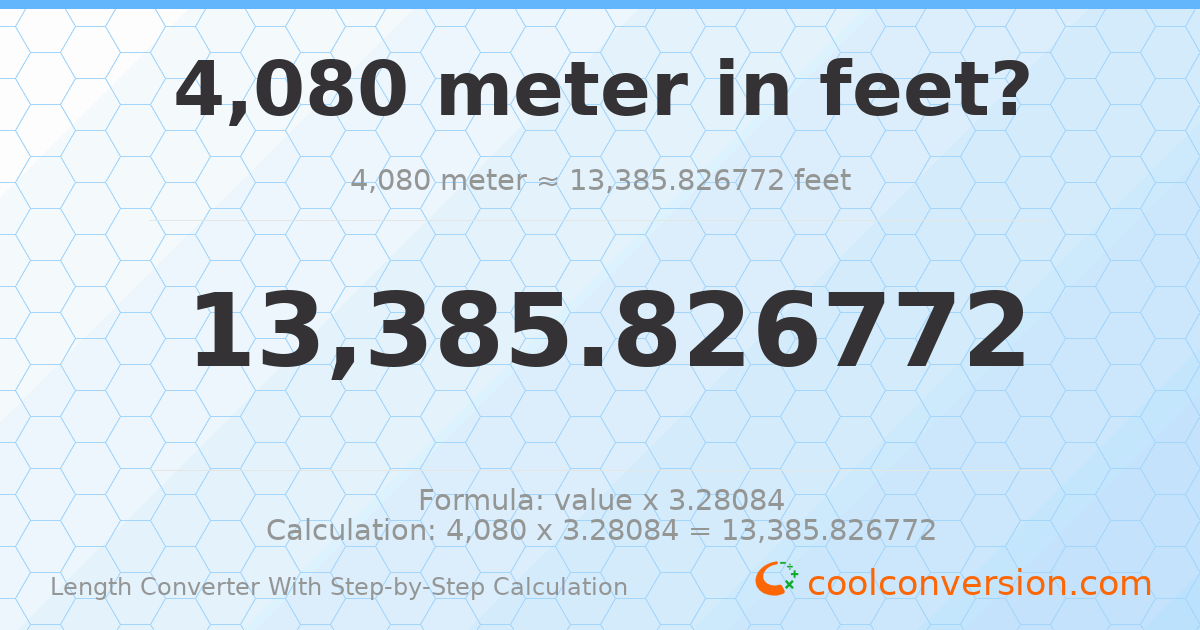 4080 meters = 13385.8 feet