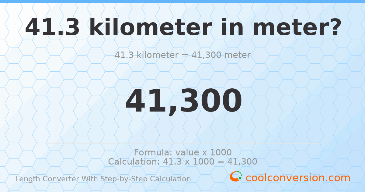 41.3 kilometers = 41300 meters