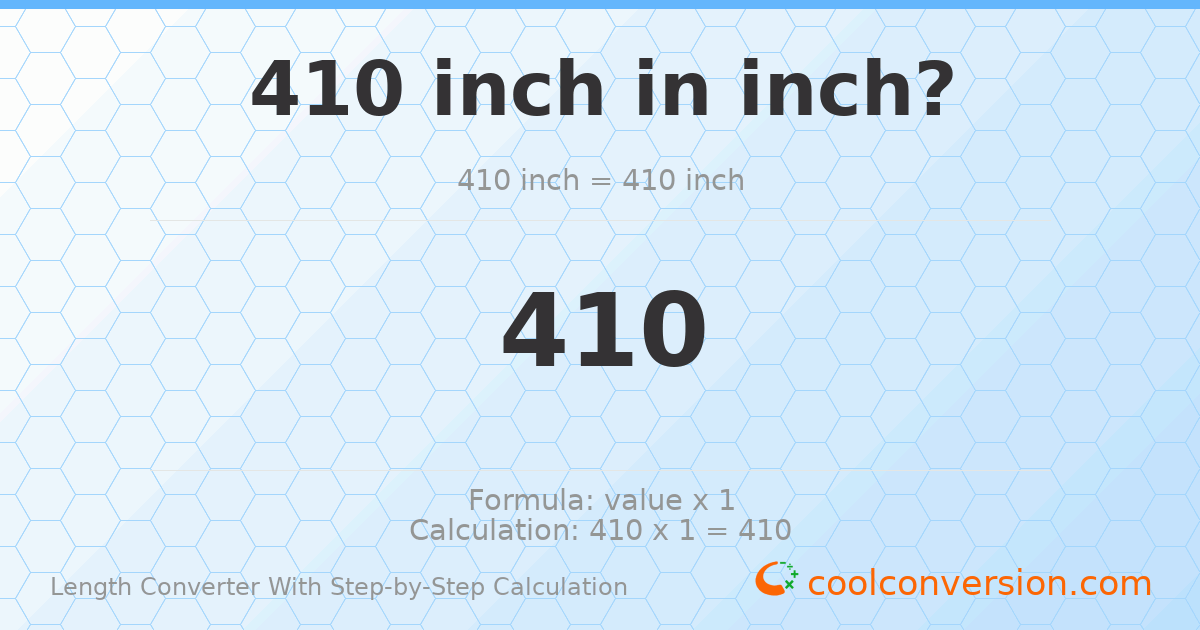 410 inches = 410 inches