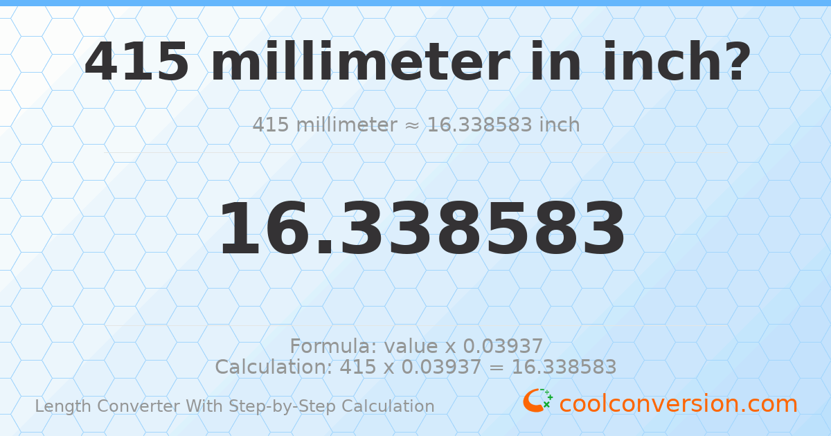 415 millimeters = 16.3386 inches
