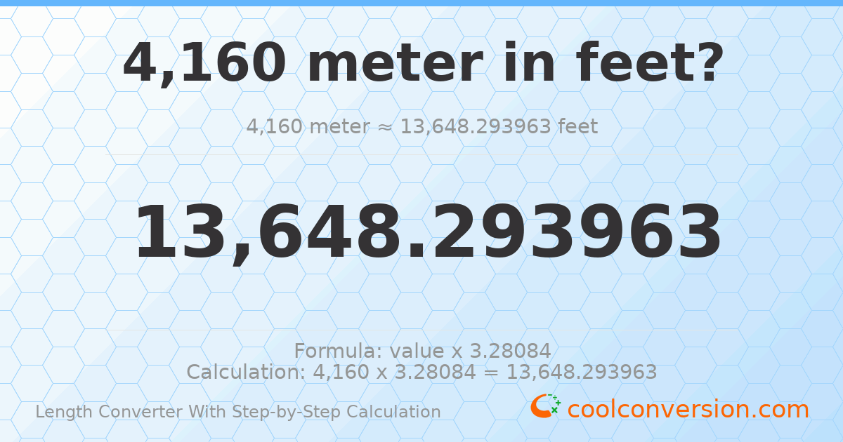 4160 meters = 13648.3 feet