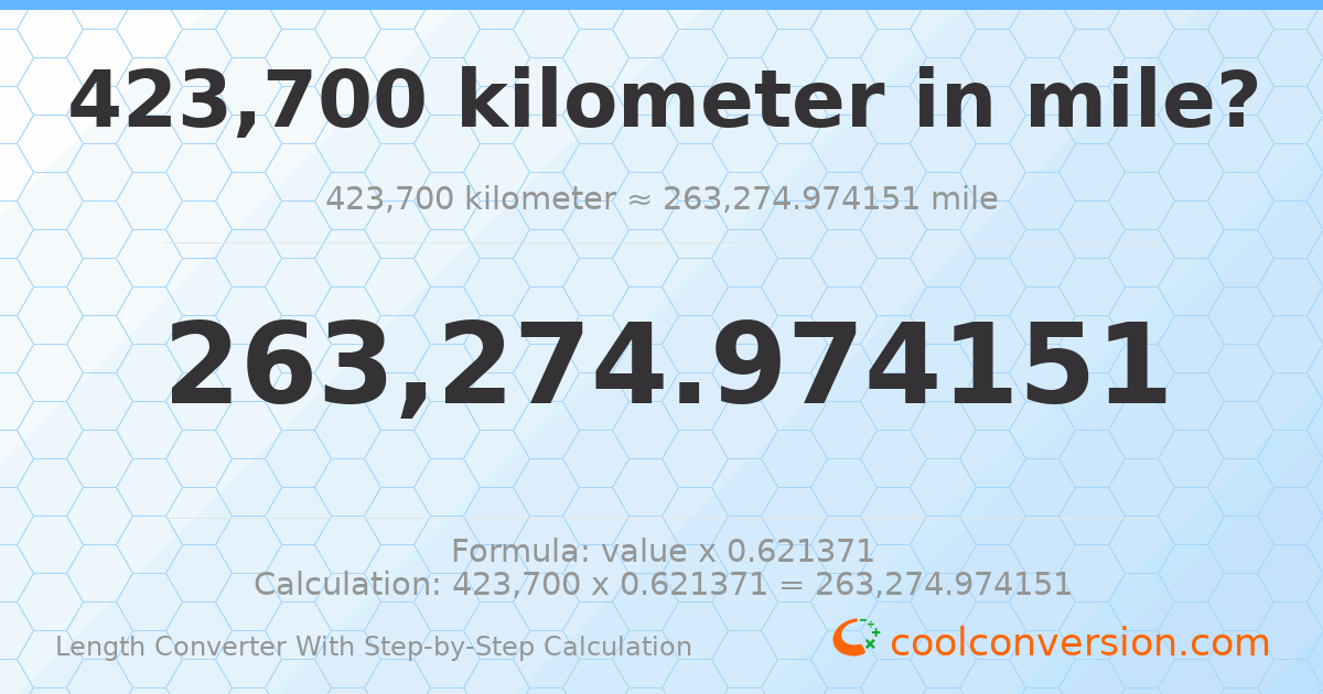 423700 kilometers = 263275 miles