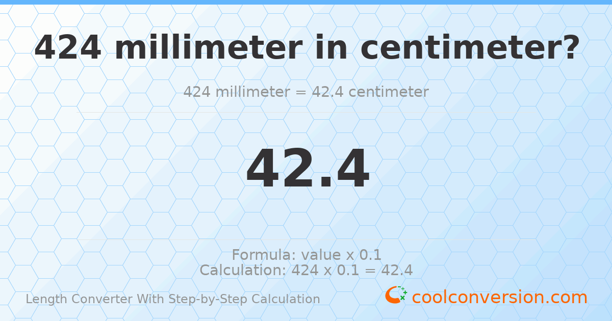 424 millimeters = 42.4 centimeters