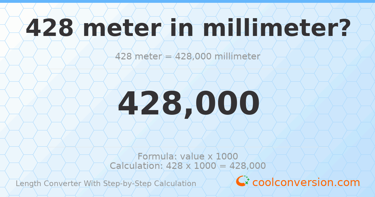 428 meters = 428000 millimeters