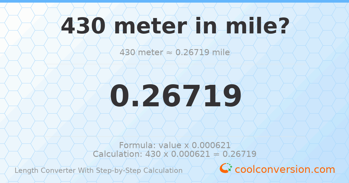 430 meters = 0.26719 miles
