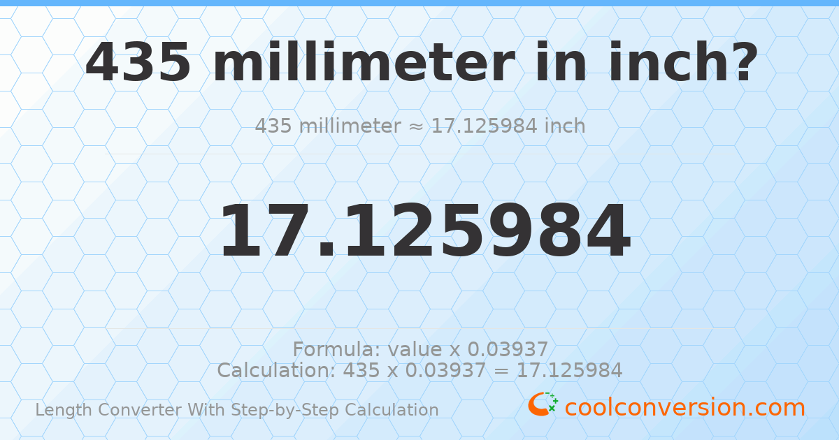 435 millimeters = 17.126 inches