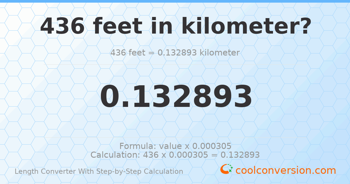 436 feet = 0.132893 kilometers