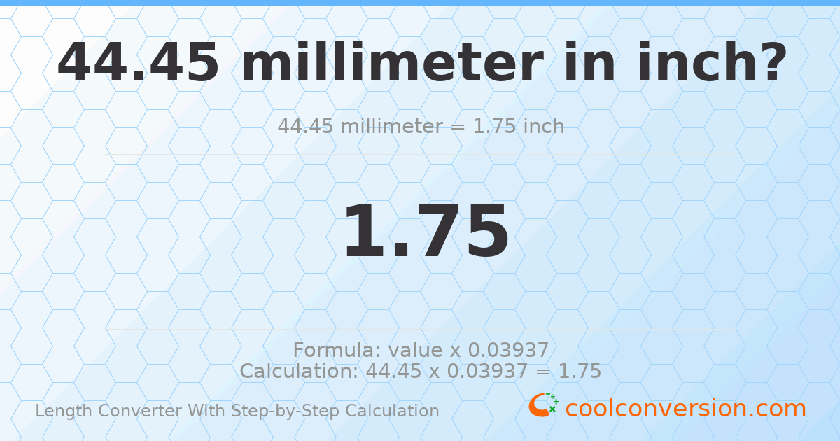 44.45 millimeters = 1.75 inches