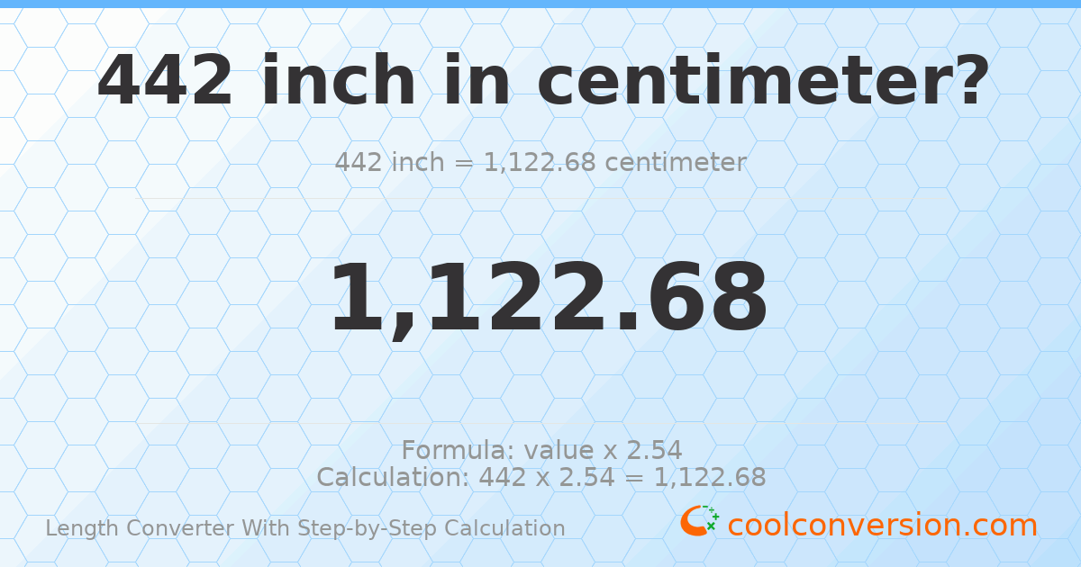 442 inches = 1122.68 centimeters