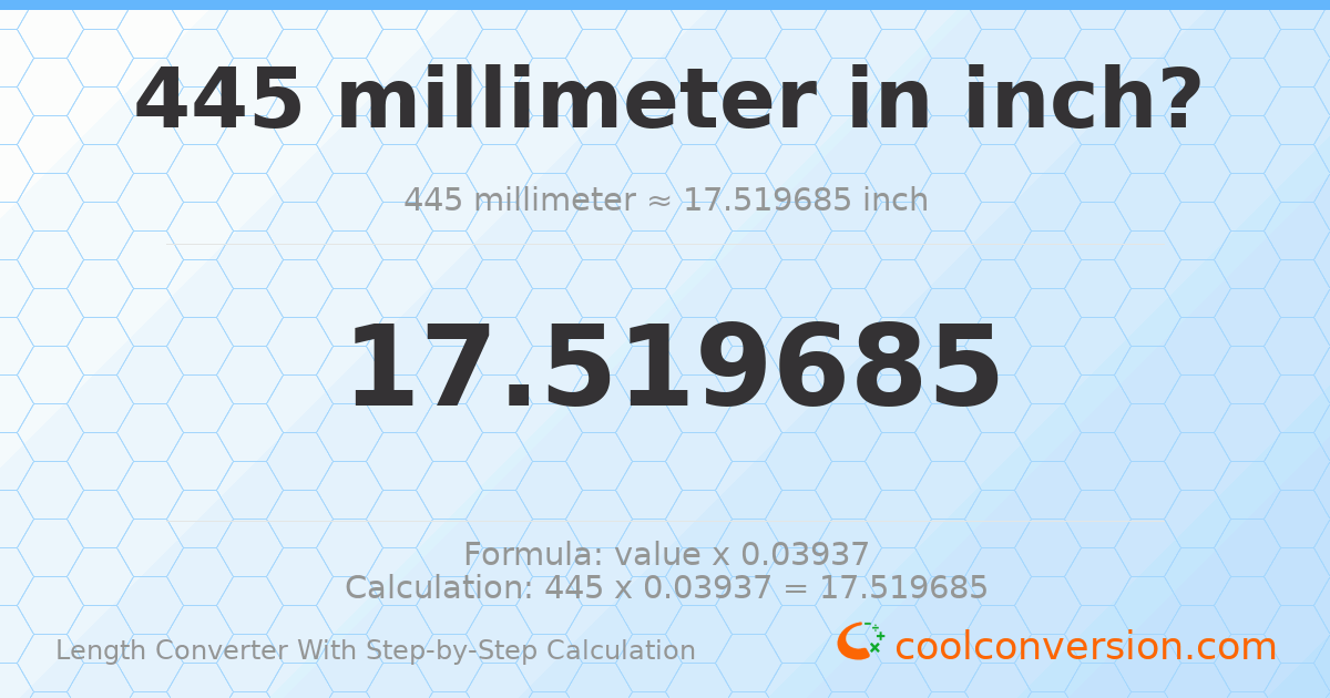 445 millimeters = 17.5197 inches